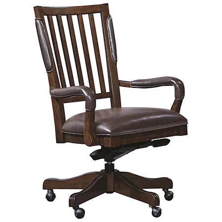 Office Arm Chair with Leather Seat